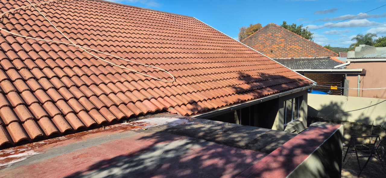 Roof tiles after cleaning — terracotta colour fully restored